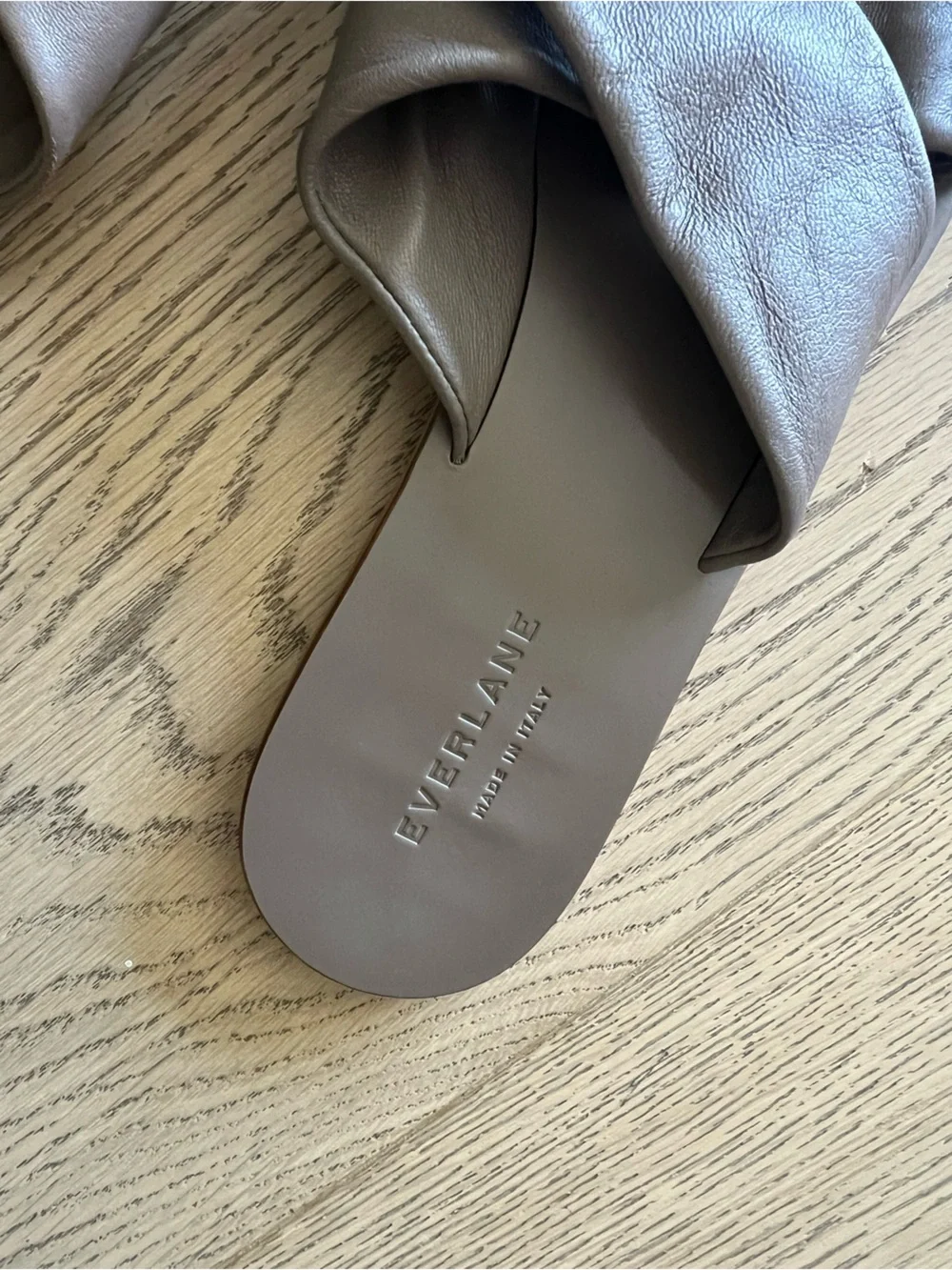 Everlane Taupe Leather Crisscross Slide Sandals - Picture 2 of 5